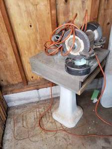 Vintage Double Shielded Ball Bearing Electric Bench Grinder with Dayton Motor