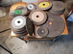Stack of Grinding Wheels and Accessories for Bench Top Grinder