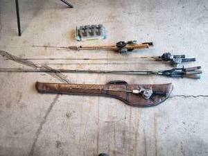Collection Fishing Rods and Reels with Case and Wall Mount