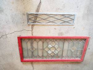 Set of (2) Beautiful Vintage Windows Crafted to Look Like Stained Glass&nbsp