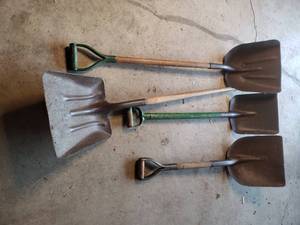 Lot of (4) Wooden Handled Yard Shovels