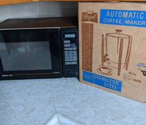 Signature 2000 Microwave and Vintage Regal Stainless Coffee Maker