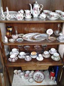Everything on the Shelves China, Music Box Decanter, Crystal, and More&nbsp