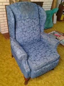 Adorable Vintage Blue Reclining Tall-Back Side Chair&nbsp