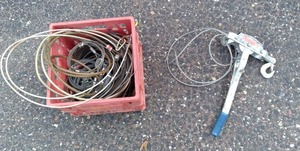 Metal Come-Along Winch, Pulls, and Assorted Cables&nbsp