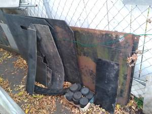 Large Assortment of Metal Plates and Pieces of Heavy Pipe, Gutter Downspouts, Etc.&nbsp