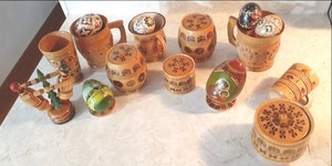 Unique Hand Crafted Wooden Home Decor Eggs, Cups, Canisters, and More.