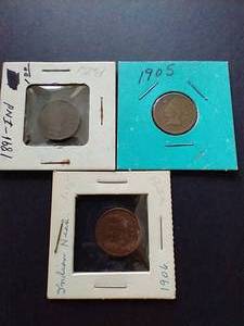 3 Indian Head Pennies