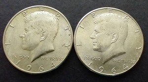 2 90% Silver Kennedy Half Dollars