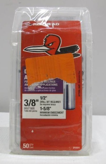 lot 809 image: Red Head 38 in. x 1-58 in. Steel Drop-In Anchors (50-Pack)