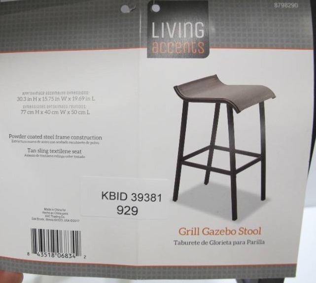 lot 814 image: Living Accents Grill Gazebo Stool in Grey
