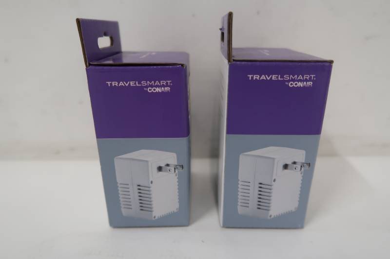 lot 827 image: Travel Smart by Conair 50-Watt Reverse Transformer, For U.S. Use With 0w-50w, 220v-240v Products - 2 Pack - FR23TA