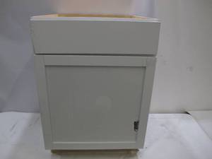 lot 727 image: Hampton Bay Courtland Shaker Assembled 24 in. x 34.5 in. x 24 in. Stock Base Kitchen Cabinet in Polar White Finish