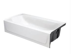 lot 706 image: Bootz Industries Bootzcast 60 in. Right Drain Rectangular Alcove Soaking Bathtub in White