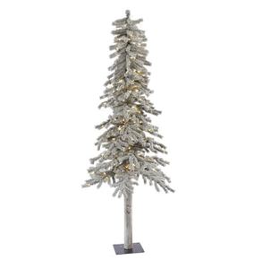 lot 750 image: Vickerman 6 foot Flocked Alpine Artificial Christmas Tree, Warm White LED Dura-Lit lights
