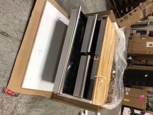 36 in. 3-Drawer with Solid Wood Top, Stainless Steel Utility Cart by Husky Customer Returns See Pictures