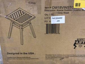 Grey Wash Acacia Wood Outdoor Patio Side Table&nbsp&nbspCustomer Returns See Pictures&nbsp