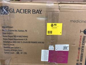 Glacier Bay 45411 Framed Surface-Mount Bathroom Medicine Cabinet in Java 5-14 x 26&nbsp&nbspCustomer Returns See Pictures&nbsp