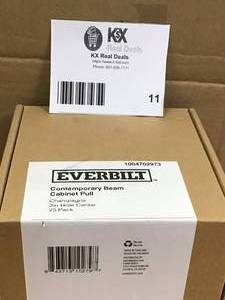 lot 11 image: Everbilt Contemporary Beam 3 in. (76 mm) Champagne Classic Cabinet Pull (25-Pack) &nbspCustomer Returns See Pictures 