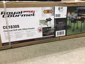 lot 16 image: Royal Gourmet CC1830S 30-inch Charcoal Grill with Offset Smoker &nbspCustomer Returns See Pictures 