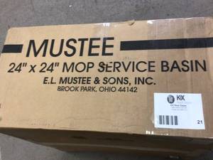 lot 21 image: MUSTEE 24 in. x 24 in. x 10 in. Service Mop Basin for 3 in. DWV in W &nbspCustomer Returns See Pictures 