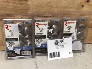 lot 71 image: Richelieu Hardware 1-15 in. (30 mm) Brushed Nickel Cabinet Knob (10 per Pack) &nbspCustomer Returns See Pictures 