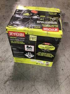 lot 105 image: 40V HP Brushless 18 in. Single-Stage Cordless Electric Snow Blower with 6.0 Ah Battery and Charger by RYOBI Customer Returns See Pictures