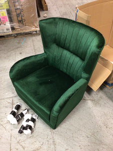 lot 108 image: Woodrow Modern Glam Emerald Velvet Club Chair by Noble House Customer Returns See Pictures