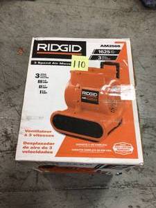 lot 110 image: 1625 CFM Blower Fan Air Mover with Handle and Wheels by RIDGID Customer Returns See Pictures