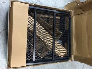 lot 111 image: 60 x 24 Black Steel Basket Cargo Carrier (Folding 2 Shank, 500 lbs.) by CURT Customer Returns See Pictures