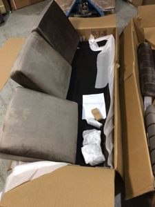 Noble House Bowie 84 in. Dark Taupe Solid Velvet 3-Seat Chesterfield Sofa With Nailhead Customer Returns See Pictures