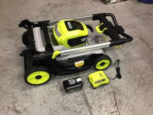 Ryobi 40V HP Brushless 21 in. Battery Walk Behind Push Lawn Mower with Battery and Rapid Charger open box see pictures