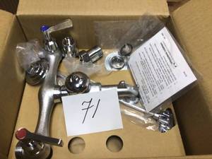 Commander Wall Mount 2-Handle Bathroom Faucet in Rough Chrome Plated with Cross Handles&nbsp&nbspCustomer Returns See Pictures&nbsp
