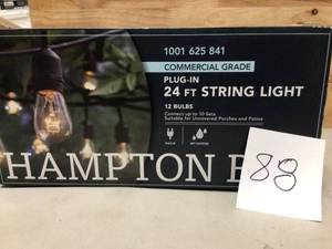 Hampton Bay 12-Light 24 ft. Black Commercial Incandescent String Light&nbsp&nbspCustomer Returns See Pictures&nbsp