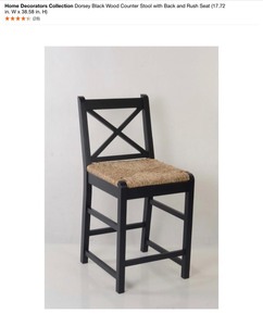 Home Decorators Collection Dorsey Black Wood Counter Stool with Back and Rush Seat (17.72 in. W x 38.58 in. H). See Pictures