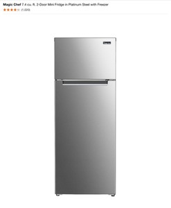 Magic Chef 7.4 cu. ft. 2-Door Mini Fridge in Platinum Steel with Freezer. See Pictures