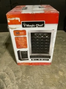 Magic Chef 23.4 in. W 50-Bottle Wine Cooler in Stainless Steel. See Pictures