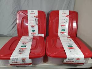 lot 102 image: 2 New Homz Holiday Totes with Lids
