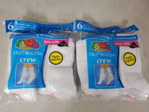 lot 125 image: 2 New 6 Packs of Fruit of The Loom Womens Crew Socks