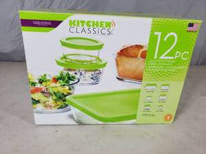 lot 127 image: New 12 Pc Kicthen Classics Glass Food Storage Set