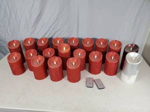 lot 209 image: 20 Luminara Flamesles Pillar Candles with Universal Remote