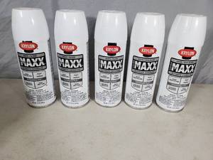 lot 218 image: 5 New Cans Krylon White Spray Paint
