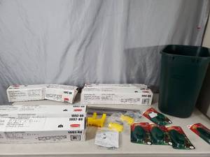 lot 248 image: New Rubbermaid Closet Organizers, New Rubbermaid Garbage Can, and More