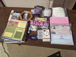 lot 02 image: Scrapbook Bundle-Scrapbooking Pages, Glitter Glue, Threaded Bobbins, 100% Silk Batting, Hexagon Weaving Loom And More 