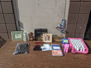 lot 04 image: Home Decor Bundle-Anne Geddes Picture Frames, Wire Lighthouse, Solid Copper Vase, Post-It Holder, Cork Collector and MORE