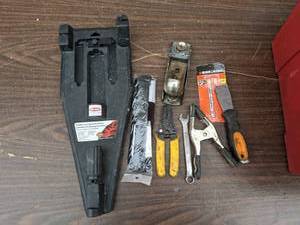 lot 17 image: Tool Bundle-Portable Line Spooling Station Tiny Snips Planer Wrench Putty Knife And more
