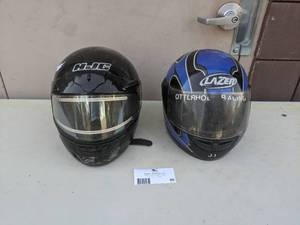 lot 99 image: 2 Snowmobile Helmets- HJC and Lazer -Large