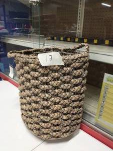 lot 17 image: 16 X 14.5 DECORATIVE BASKET IN GRAY BROWN