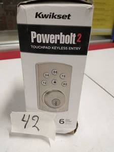 lot 42 image: KWICKSET Powerbolt2 Satin Nickel Single Cylinder Electronic Deadbolt Featuring SmartKey Security
