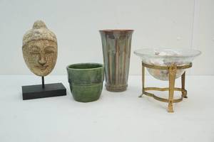 Sculpture, vase, shells and more